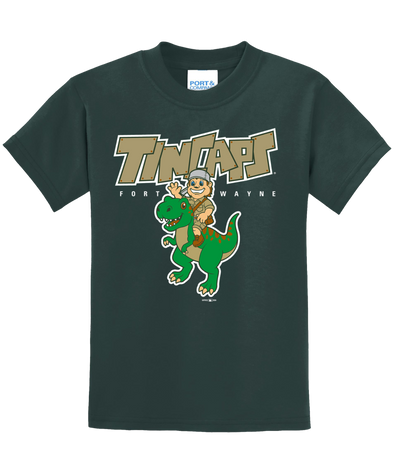 Fort Wayne TinCaps Johnny Dino Dark Green Youth Tee – Fort Wayne