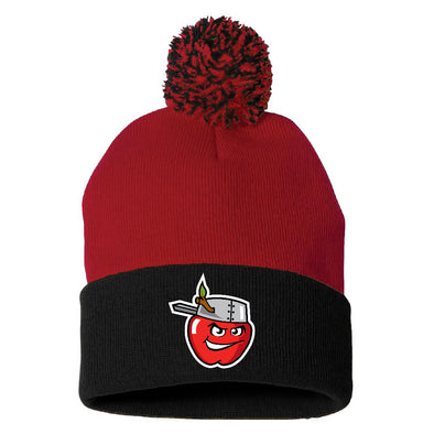 Fort-Wayne-TinCaps-Red-Black-Pom-Beanie