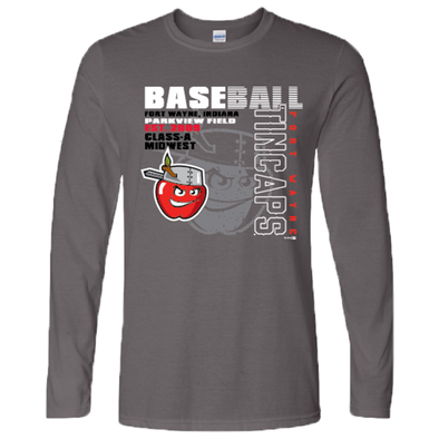 Fort Wayne TinCaps Drapery Softstyle Long Sleeve Charcoal Tee