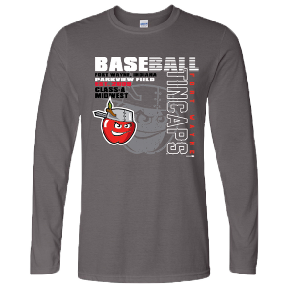 Fort Wayne TinCaps Drapery Softstyle Long Sleeve Charcoal Tee